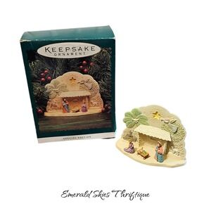 Hallmark 1996 "O Holy Night" Nativity Scene w/ 3 Miniature Ornaments free ship